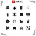 Modern Set of 16 Solid Glyphs and symbols such as walkie, magic, sport, solution, speaker Royalty Free Stock Photo