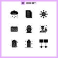 Modern Set of 9 Solid Glyphs and symbols such as year, date, paper, calendar, seeding