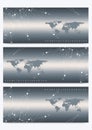 Modern set of vector banners with World Map. Geometric presentation. Molecule DNA and communication background for Royalty Free Stock Photo