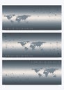 Modern set of vector banners with World Map. Geometric presentation. Molecule DNA and communication background for Royalty Free Stock Photo