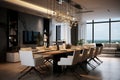 Modern setting in the dining area of the apartment