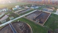 Modern sewage treatment plant, aerial view