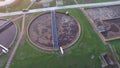 Modern sewage treatment plant, aerial view