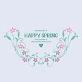 Modern Shape of happy spring invitation card, with cute leaf and flower frame. Vector Royalty Free Stock Photo