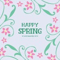 Modern Shape of happy spring invitation card, with cute leaf and flower frame. Vector Royalty Free Stock Photo