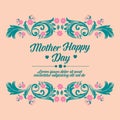 Modern shape of leaf and flower frame, for happy mother day poster template design. Vector Royalty Free Stock Photo
