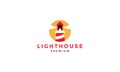 Modern shape lighthouse sunset logo symbol icon vector graphic design illustration