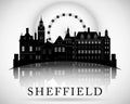Modern Sheffield City Skyline Design. England
