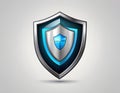 Modern shield logo with blue gradient, symbol of digital security and IT protection Royalty Free Stock Photo