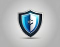 Modern shield logo with blue gradient, symbol of digital security and IT protection Royalty Free Stock Photo