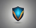 Modern shield logo with blue gradient, symbol of digital security and IT protection Royalty Free Stock Photo