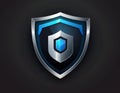 Modern shield logo with blue gradient, symbol of digital security and IT protection Royalty Free Stock Photo