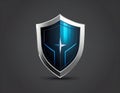Modern shield logo with blue gradient, symbol of digital security and IT protection Royalty Free Stock Photo
