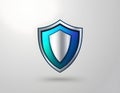 Modern shield logo with blue gradient, symbol of digital security and IT protection Royalty Free Stock Photo