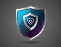 Modern shield logo with blue gradient, symbol of digital security and IT protection Royalty Free Stock Photo