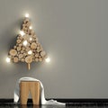 Modern shining Christmas interior, Scandinavian style. Wall mock