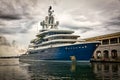 Modern ship docked with a dramatic stormy sky Royalty Free Stock Photo