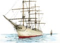 Modern ship-rigged frigate Royalty Free Stock Photo