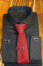 Men`s shirt with red tie Royalty Free Stock Photo