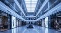 Modern Shopping Mall Interior with Bright Illumination and Storefronts architecture retail Royalty Free Stock Photo
