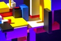 Modern Showcase on Abstract Colorful Figures. Empty Space. Copy Space. Abstract Pattern. Suprematism Art. 3d rendering Royalty Free Stock Photo