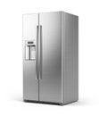 Modern side by side Stainless Steel Refrigerator . Fridge Freezer Isolated on a White Background Royalty Free Stock Photo