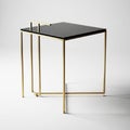 Modern Gold Frame Side Table with Black Glass Top and Minimalist Design on White Background Royalty Free Stock Photo