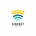 Modern Signal Network Wifi Crown King Logo Vector Template