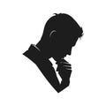 Modern Silhouette Portrait of a Man Lost in Thought and Reflection Royalty Free Stock Photo