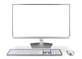 Modern silver black LED computer flat screen display monitor isolated on white background. pc hardware electronics technology