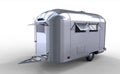 Modern silver caravan / trailer