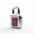 Modern silver combination padlock with red digital keypad Royalty Free Stock Photo