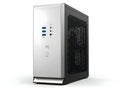 Modern silver computer tower with usb ports and power button Royalty Free Stock Photo