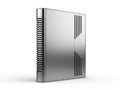 Modern silver computer tower with ventilation slots Royalty Free Stock Photo