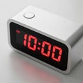 Modern Silver Digital Alarm Clock Displaying 10:00 AM with Red LED Numbers time Royalty Free Stock Photo