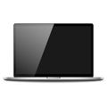 Modern silver glossy laptop with black screen isolated on white background. Vector Illustration EPS 10. Royalty Free Stock Photo