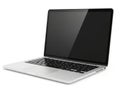 Modern silver laptop with black keyboard isolated on white background Royalty Free Stock Photo