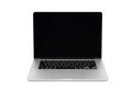 Modern silver laptop open showing blank screen keyboard Royalty Free Stock Photo