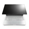 Modern Silver Laptop with Dark Screen and Keyboard on White Background computer technology Royalty Free Stock Photo
