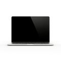 A modern silver laptop with a sleek design and black screen displayed on an isolated white background Royalty Free Stock Photo