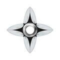 Modern silver, metallic shuriken or star ninja, metal throwing weapons isolated on white background. Realistic Vector illustration