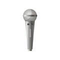 Close-up of modern news, stage, music silver microphone isolated over white background. Royalty Free Stock Photo