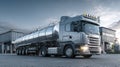 Modern Silver Tanker Truck Parked in Industrial Setting Royalty Free Stock Photo