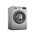 A modern silver washing machine designed for laundry cleaning Royalty Free Stock Photo