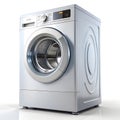 Modern Silver Washing Machine Isolated on White Background Royalty Free Stock Photo