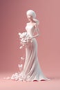 Modern simple art wedding invitation card. Bride in wedding beautiful dress. Save the Date. Flyer for wedding salon. AI generative Royalty Free Stock Photo