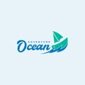 Modern simple boat with wave ocean logo design vector graphic symbol icon illustration creative idea Royalty Free Stock Photo