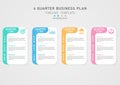 Modern simple business planning infographic template 4 quarter squares multi color pastel