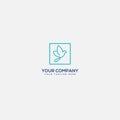 Modern simple dove logo, square and outline dove logo