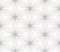 Modern simple geometric vector seamless pattern with black flowers, line texture on white background. Light abstract Royalty Free Stock Photo